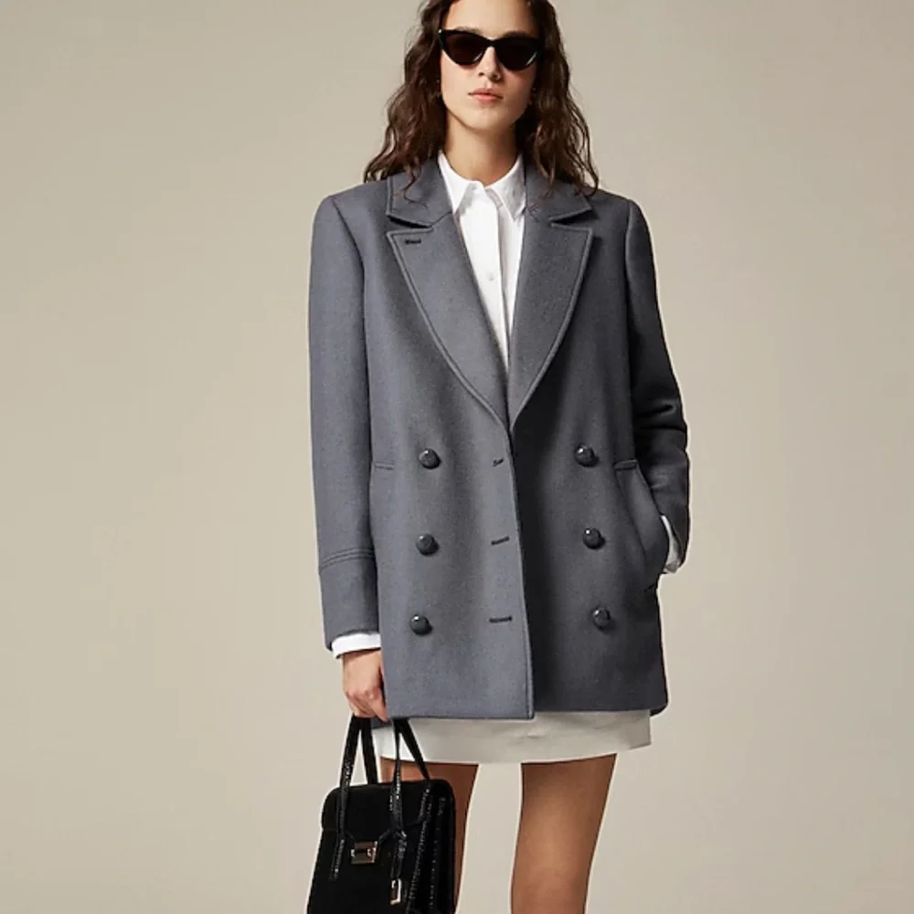 J.Crew Classic Grey Peacoat in Italian Wool Blend - Picture 1 of 11